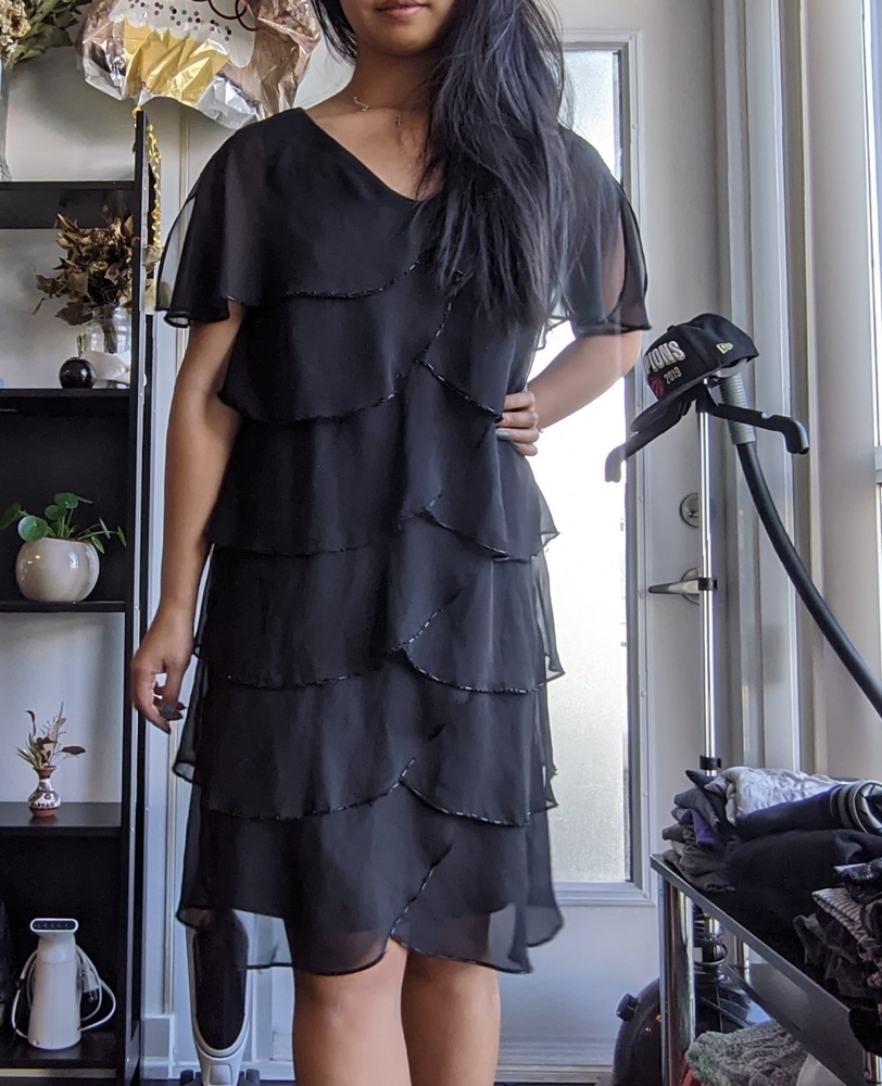 Black ruffle dress
